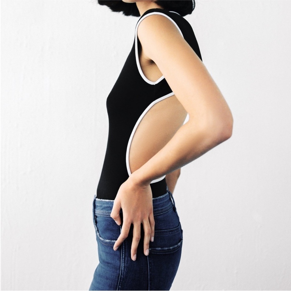 Zara Black Piped Bodysuit